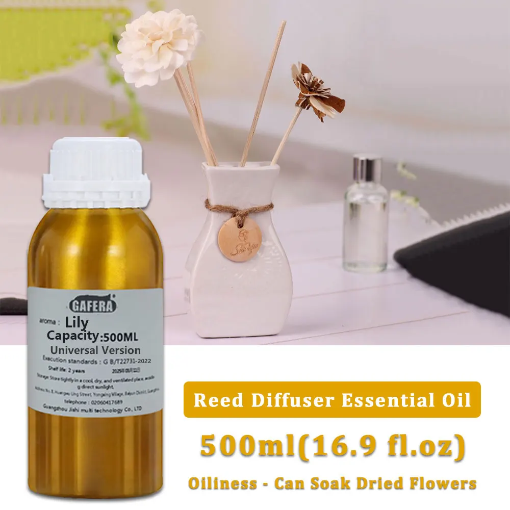 GAFERA 500ml(16.9 fl.oz) Lily/Rose Essential Oil - Hotel Diffuser Replenish Aroma Oil For Reed Diffuser & Flameless Aromatherapy