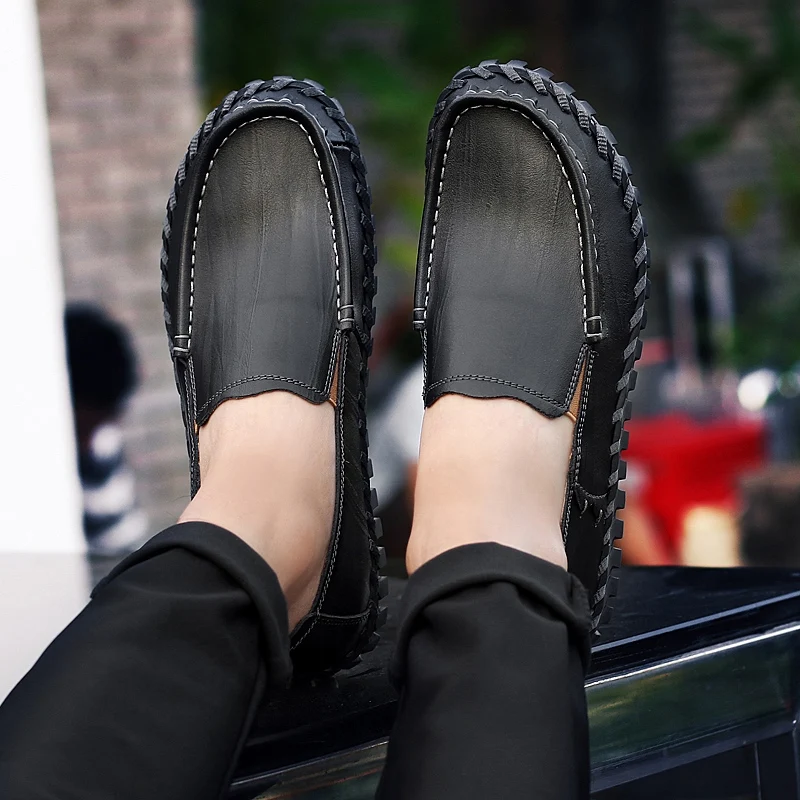 High Quality Men Casual Shoes Light Non-slip Mens Driving Shoes Loafers Leather Shoes Comfortable Men Shoe image 6