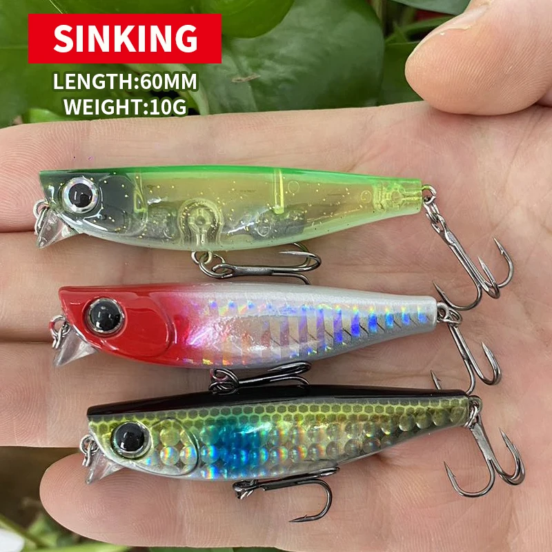 60mm 10g Sinking Minnow Fish Bait Wobblers Hard Plastic Seawater Isca for Bass Trout Artificial Pesca Minnow Lure 9058