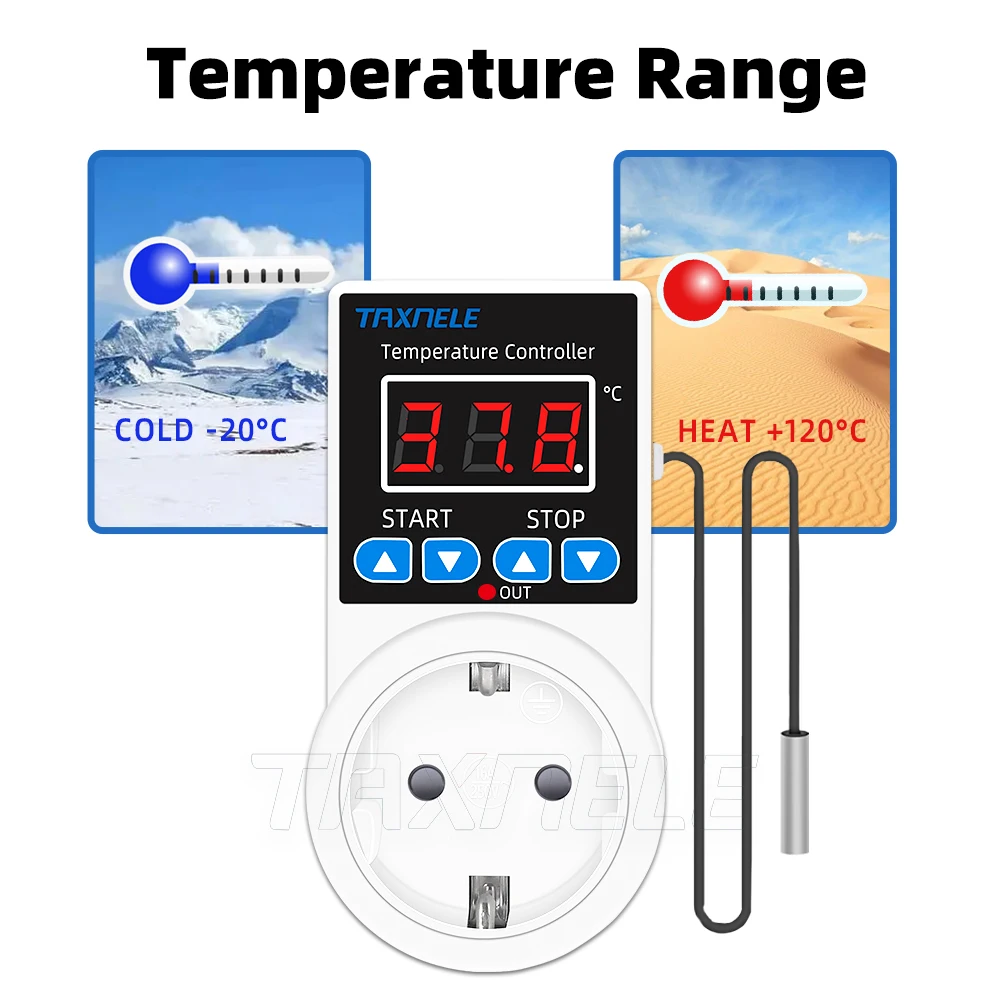 Socket Thermostat Digital Temperature Controller Socket Outlet 110V 220V NTC Sensor Probe Heating Cooling EU US UK Plug