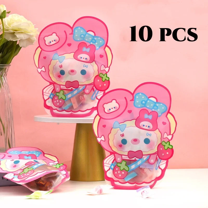 Kawaii hello kitty ziplock saco animação periférica bonito engrossado transparente embalagem de doces selado saco de presente grande size18x12cm