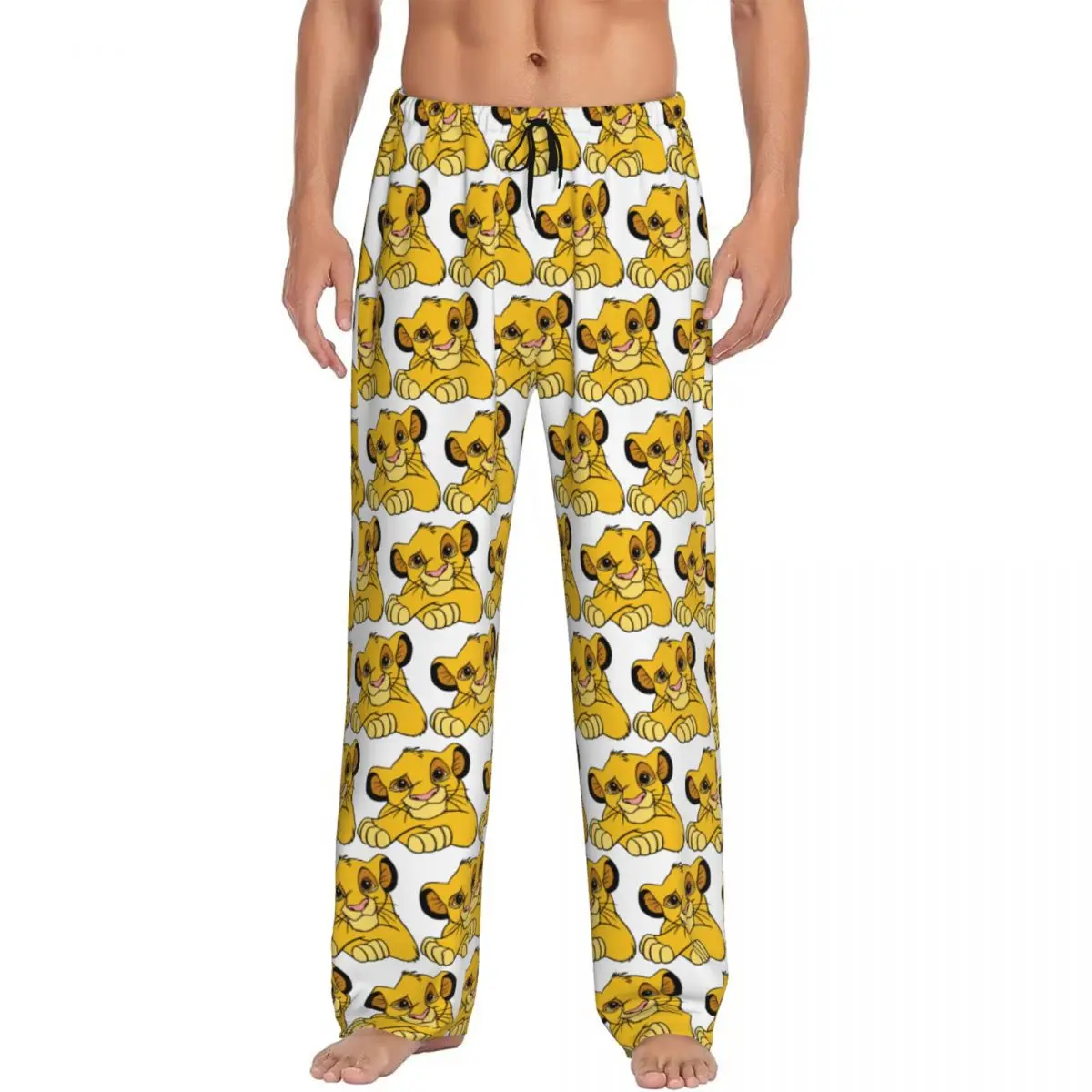 Custom Print Men's Simba The King Lion Pajama Pants Sleepwear Sleep Lounge Bottoms with Pockets