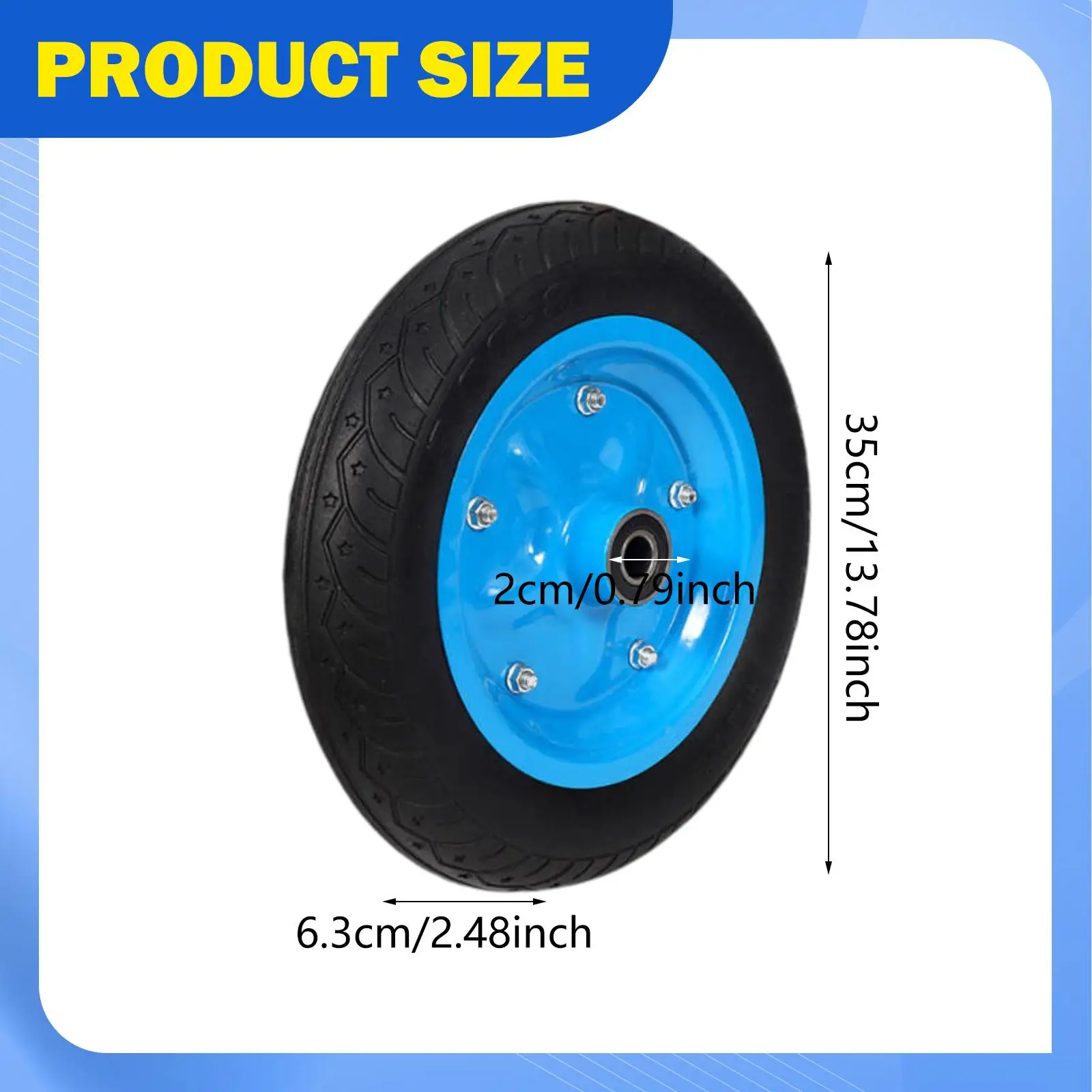 Flat Free Solid Rubber Wheel Replacement Heavy Duty Cart Tyre for Folding Hand Truck Lawn Mower Garden Cart