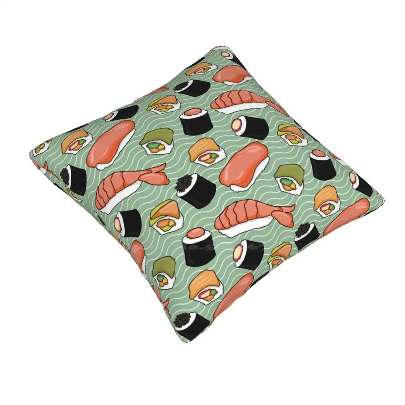 Sushi Lovers Bedroom Office Hug Pillowcase Sushi Japanese Rice Fish Avocado Pattern Seafood Nori Roll Makimono Uramaki