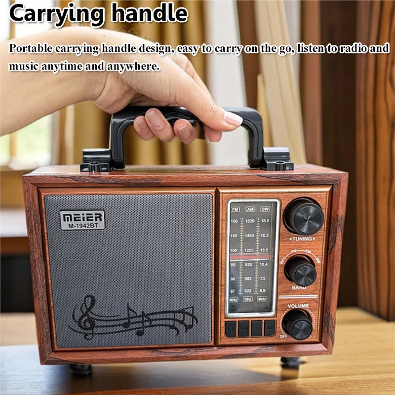 

Retro Nostalgic Radio Rechargeable Vintage FM AM SW Radios Portable Powerful Bluetooth Speaker Support TF USB AUX AC/DC Power