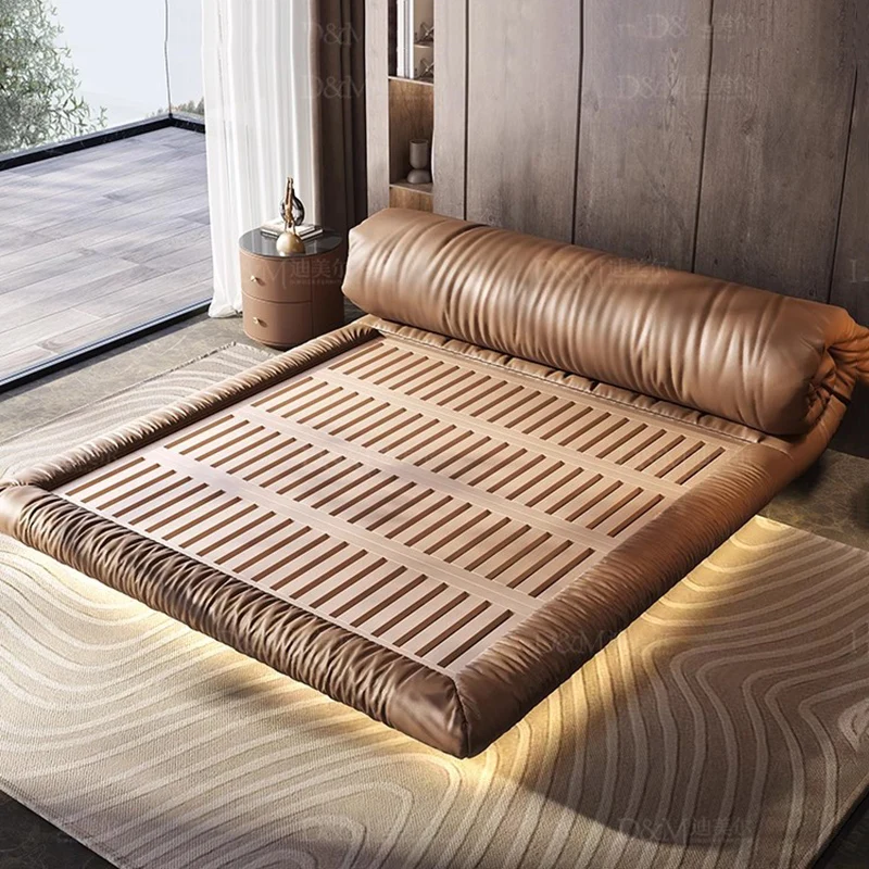 Customizable Letto in pelle di bellezza Dormire in legno Sole Design europeo Letto per ragazze Camera da letto Doppio