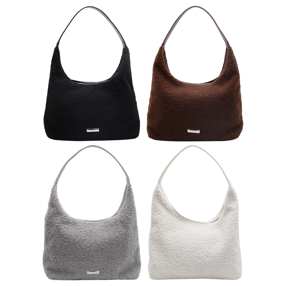 Borsa a tracolla in peluche da donna Borsa tote soffice e carina Borsa con manico superiore in morbida peluche di grande capacità Borsa da donna in pelliccia sintetica per l'autunno inverno