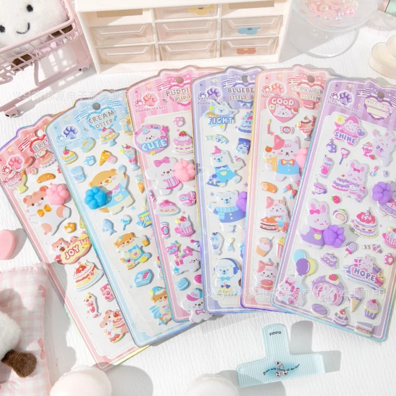 40pcs Sweet Bubble Sticker 3D Stickers Cat Claw Stickers Handmade DIY Cartoon Creative Deco for Student Hand Account Stationery