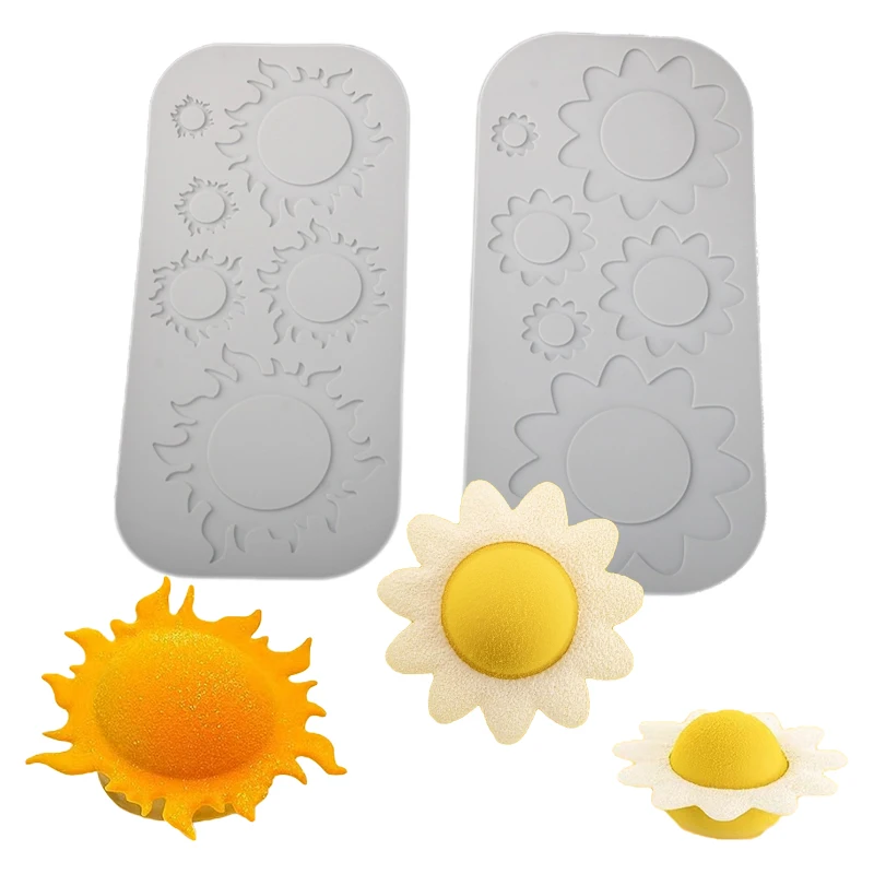 Sunflowers or Cartoon Sun Pattern Silicone Lace Mat Fondant Moulds Sugarcraft Silicone Pad Chocolate Crispy Chip Decoration