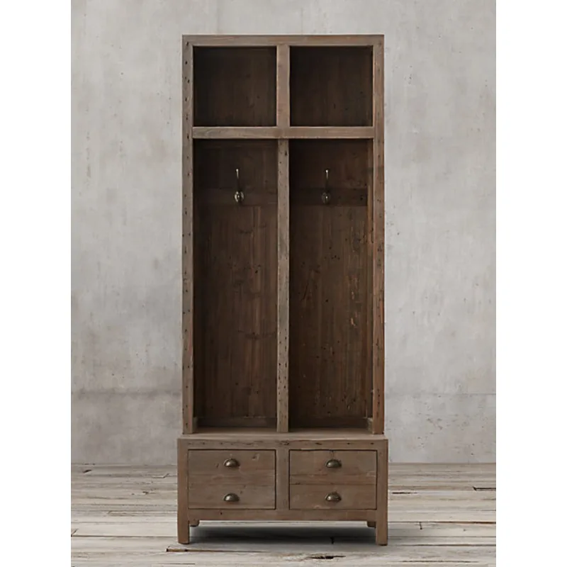 Solid wood oak wardrobe, American simple home wardrobe