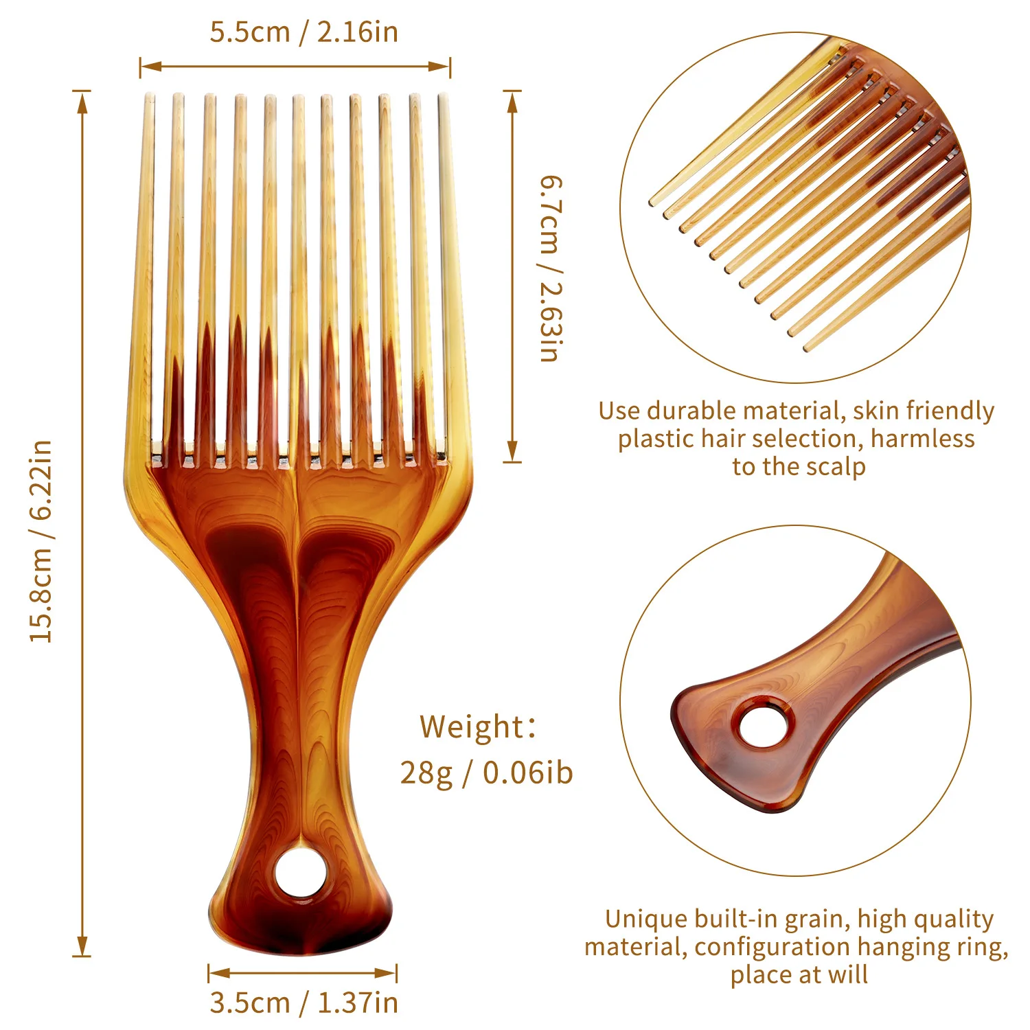 Retro slicked-back hair comb, men's slicked-back hair comb, high-tooth comb, textured comb, hair styling comb