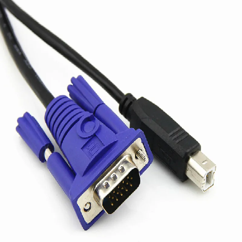 Interrupteur USB 1.5 Type A vers B KVM VGA, câble de 2.0 m, 4 broches + VGA Standard SVGA 15 broches, adaptateur de moniteur pour imprimante PC portable