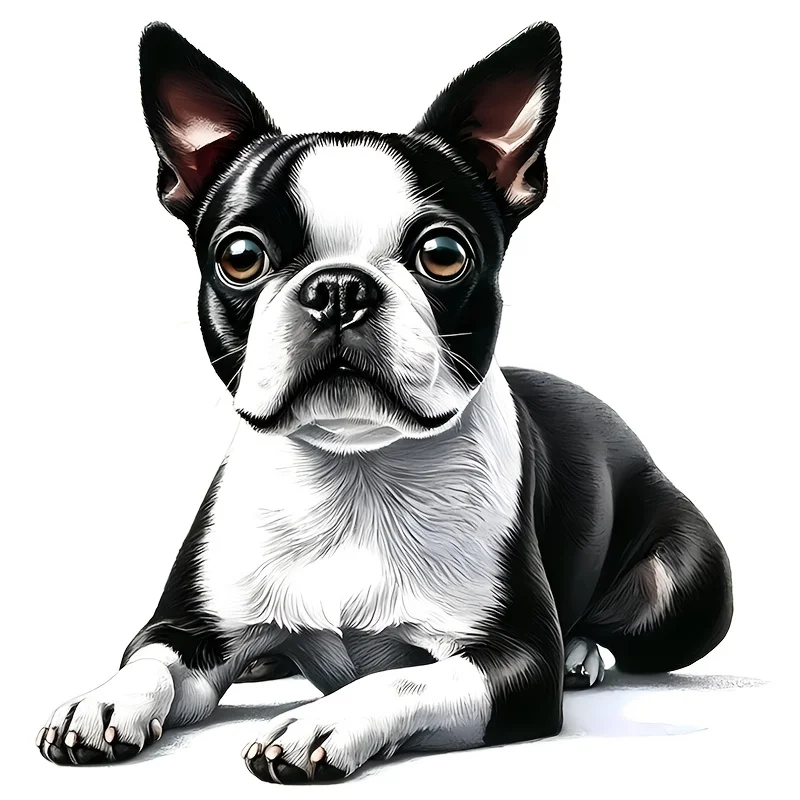 

4-in-1 Boston Terrier Vinyl Sticker, Transparent Scratch Resistant Double Sided Decal for Car Motorcycle Window