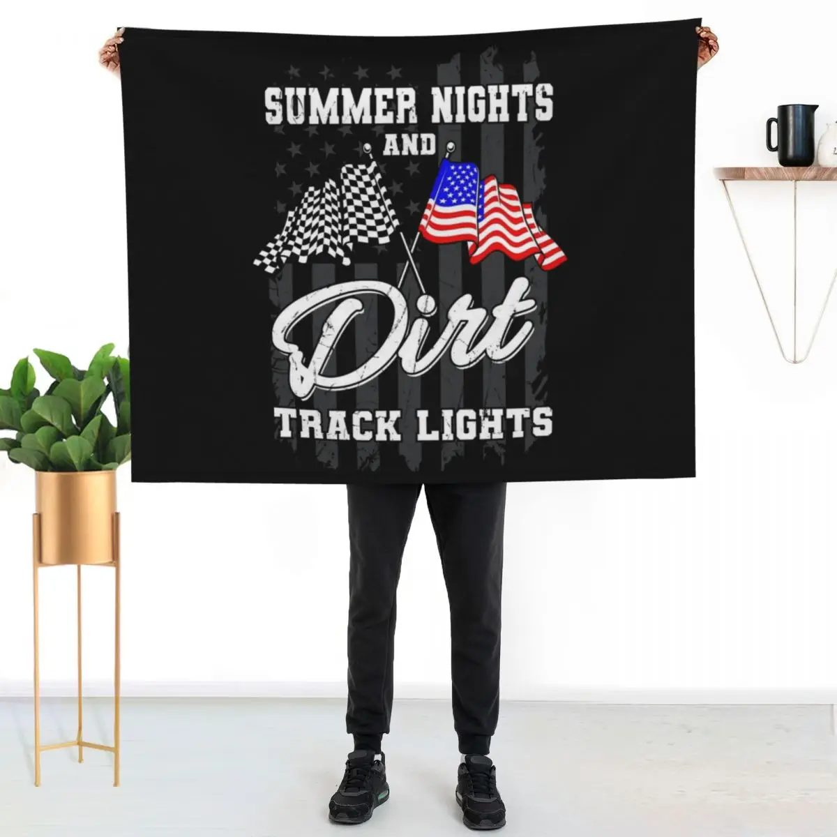 Summer Nights Dirt Track Lights Racing Throw Blanket Heavy Decorative Sofas Sofas halloween Custom Blankets