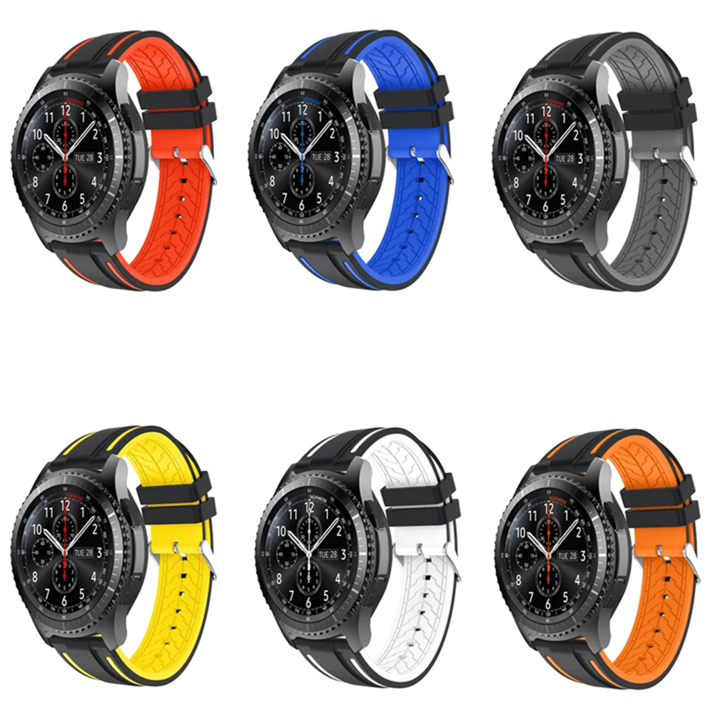 

Two Tone Silicone Watch Bands Replacement Wristband Simple Smartwatch Strap Adjustable Size Comfortable Daily Style