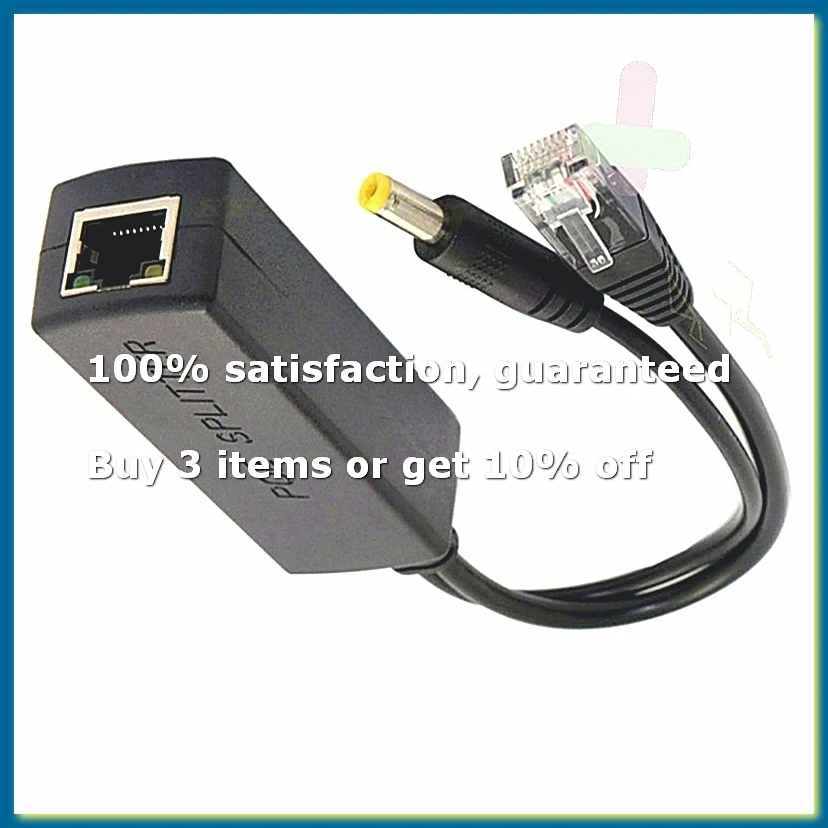 Gigabit Mini PoE Splitter 10/100/1000Mbps POE Splitter DC Output 12V Power over Ethernet IEEE 802.3af for IP Came Black-DT30