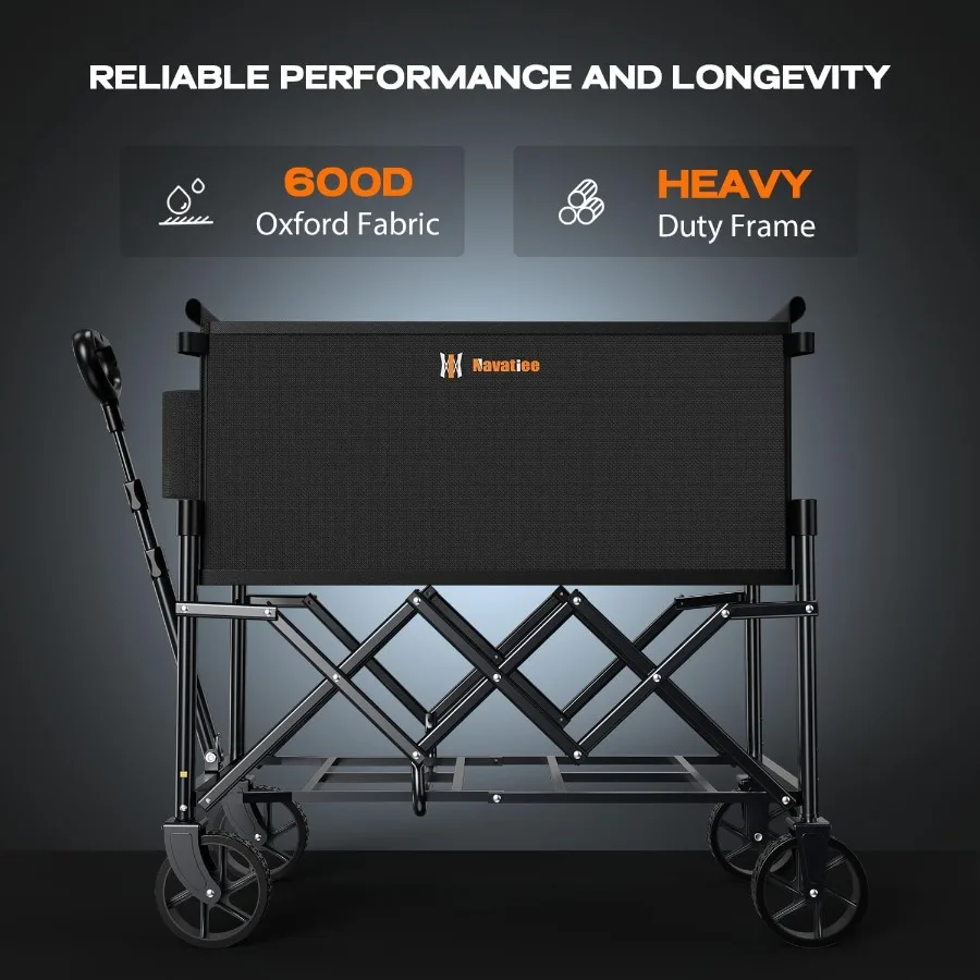 รถเข็นพับได้แบบพกพาพร้อมล้อสำหรับใช้กลางแจ้ง ความจุน้ำหนัก 220 ปอนด์น้ำหนักเบาพับขนาดเล็กช้อปปิ้งของชำ