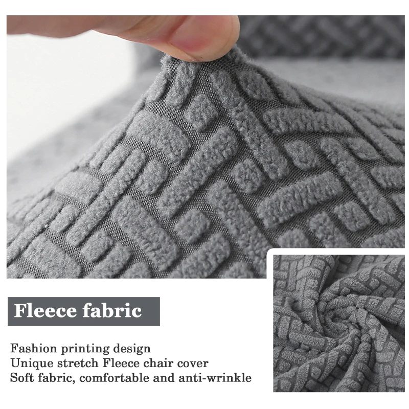 Polar Fleece Shell Stuhlbezug Einfarbig Jacquard Esszimmerstuhl Schonbezug Stretch Anti-Staub Sitzbezug für Wohnzimmer Zuhause – Detail 3