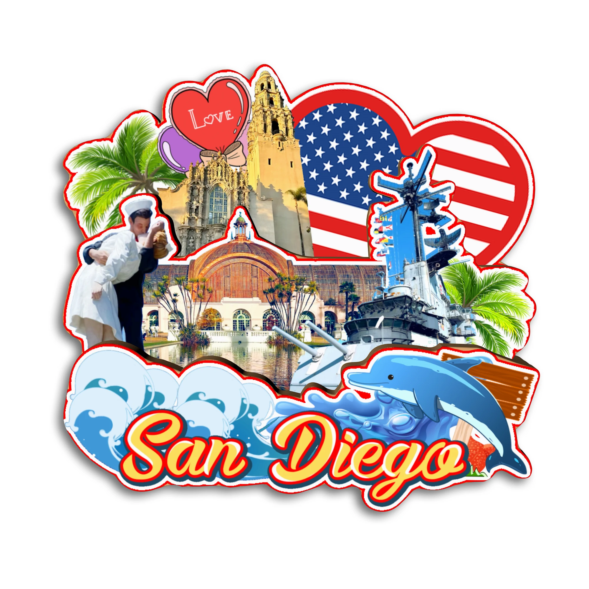 سان دييغو سكرامنتو سان خوسيه كاليفورنيا الولايات المتحدة الأمريكية مغناطيس الثلاجة هدية تذكارية للسفر ثلاجة ديكور Handmarde #5