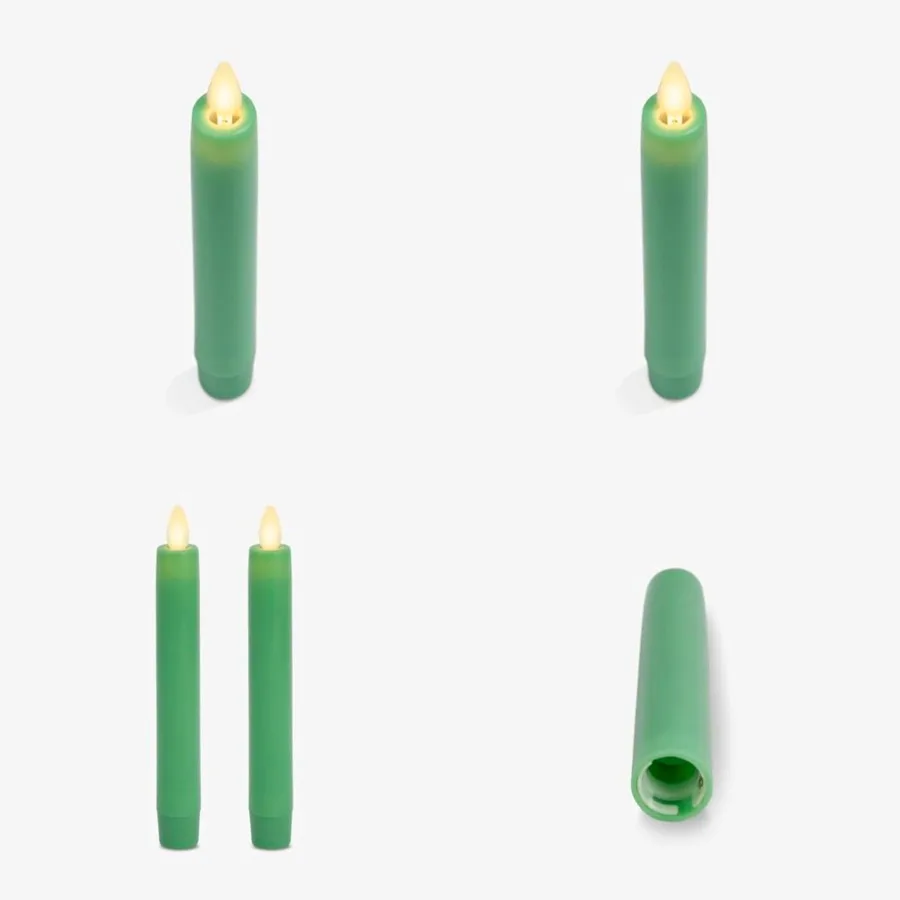 

Set of 2 Flameless Candle Tapers 0.87" x 6.7" Flat Top Real Wax Unscented