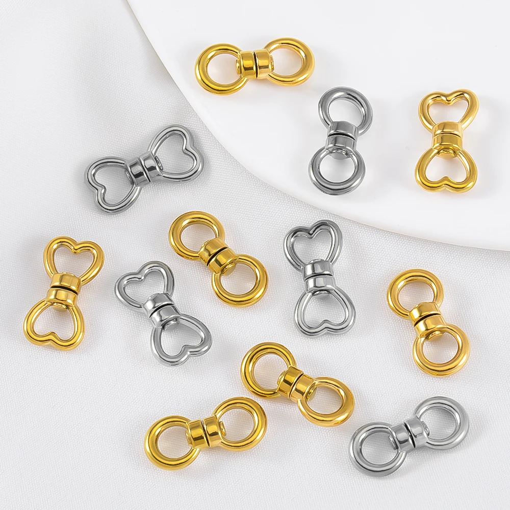 1/2/5Pcs Stainless Steel Heart Rotating Buckle Keychain Chain Connectors For DIY Jewelry Making Necklace Accessories Findings view 3
