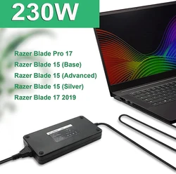 Laptop Charger 230W 19.5V 11.8A  AC Adapter For Razer Blade Pro 17 Razer Blade 15 Base Advanced 2018 2019 GTX1060 Power Supply
