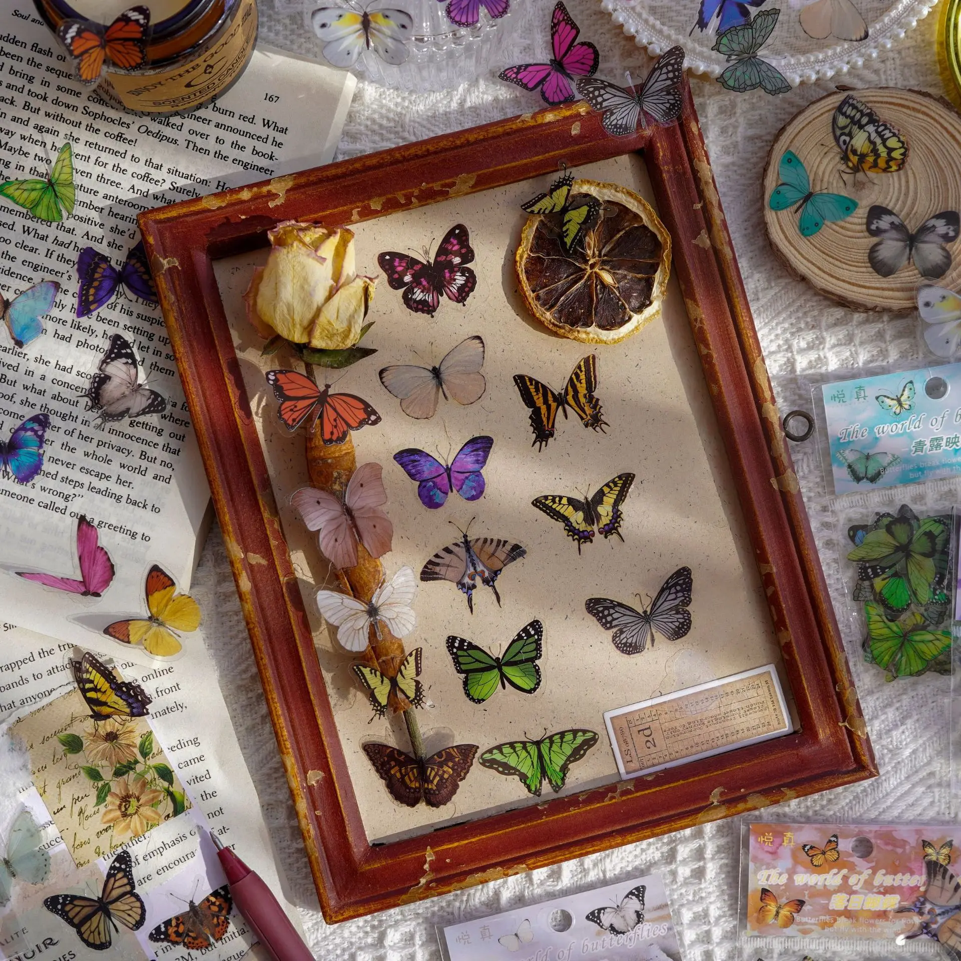 40Pcs/Set 3D Butterfly PET Transparent Sticker Multi Art Decals For DIY Album Book Epoxy Resin Craft Making Filling Decor