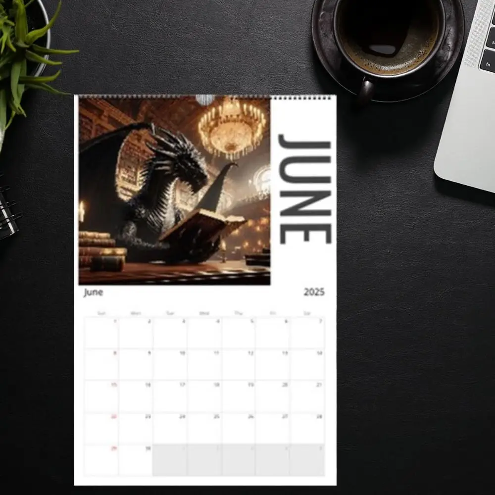 ورقة كتاب التنين 2025 التقويم دوامة ملزمة المحمولة 2025 جدار التقويم الطباعة الواضحة تعلم التنين التقويم للمكتب