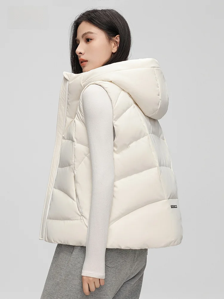 

Женский пуховый жилет Snowy Commute 2026: Новинка Весны, модный, универсальный, теплый, с капюшоном, без рукавов, на молнии