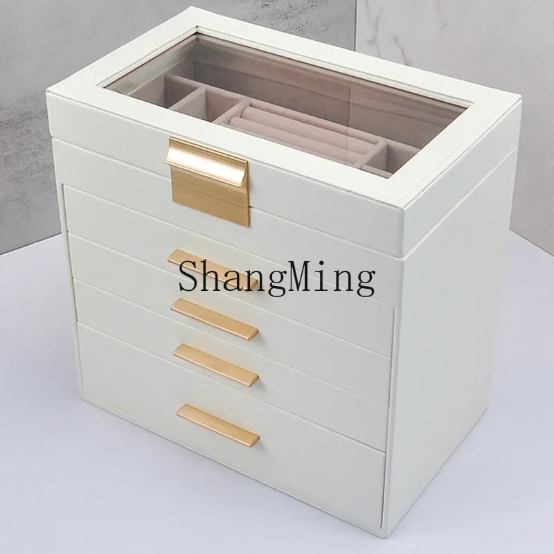 

CL multi-layer tempered glass jewelry box, large capacity anti-oxidation necklace jewelry special storage