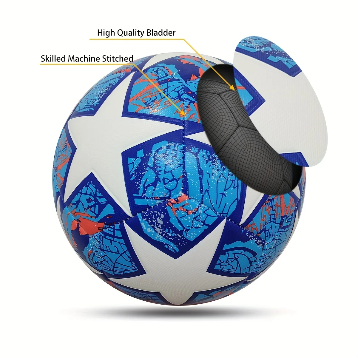 1Pc Classic Size 5 Soccer Ball, Handmade PU Leather Soccer Ball, Durable Kicking Outdoor Sports Training Game Football