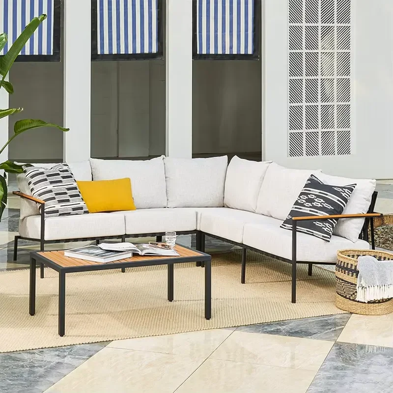 Aluminum Outdoor Sofa Washable Garden Sofa Set Weather Resistant Durable Water ProofOutdoor Sofa for Courtyard Hotel