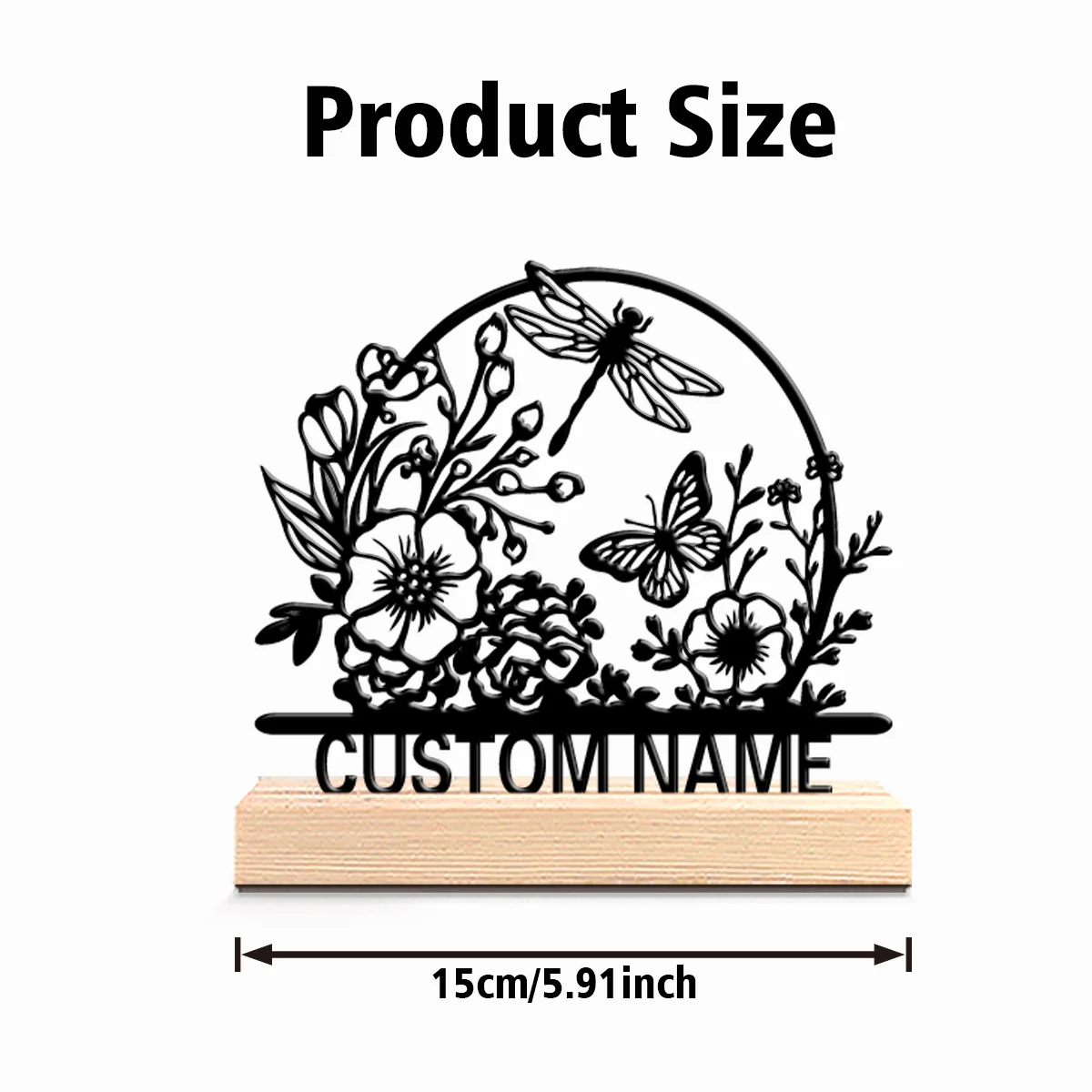 1pc Fashion Personalized Custom flower Metal Statues Wooden Base Lighting for Office Workshop Modern Rustic Steampunk Themes