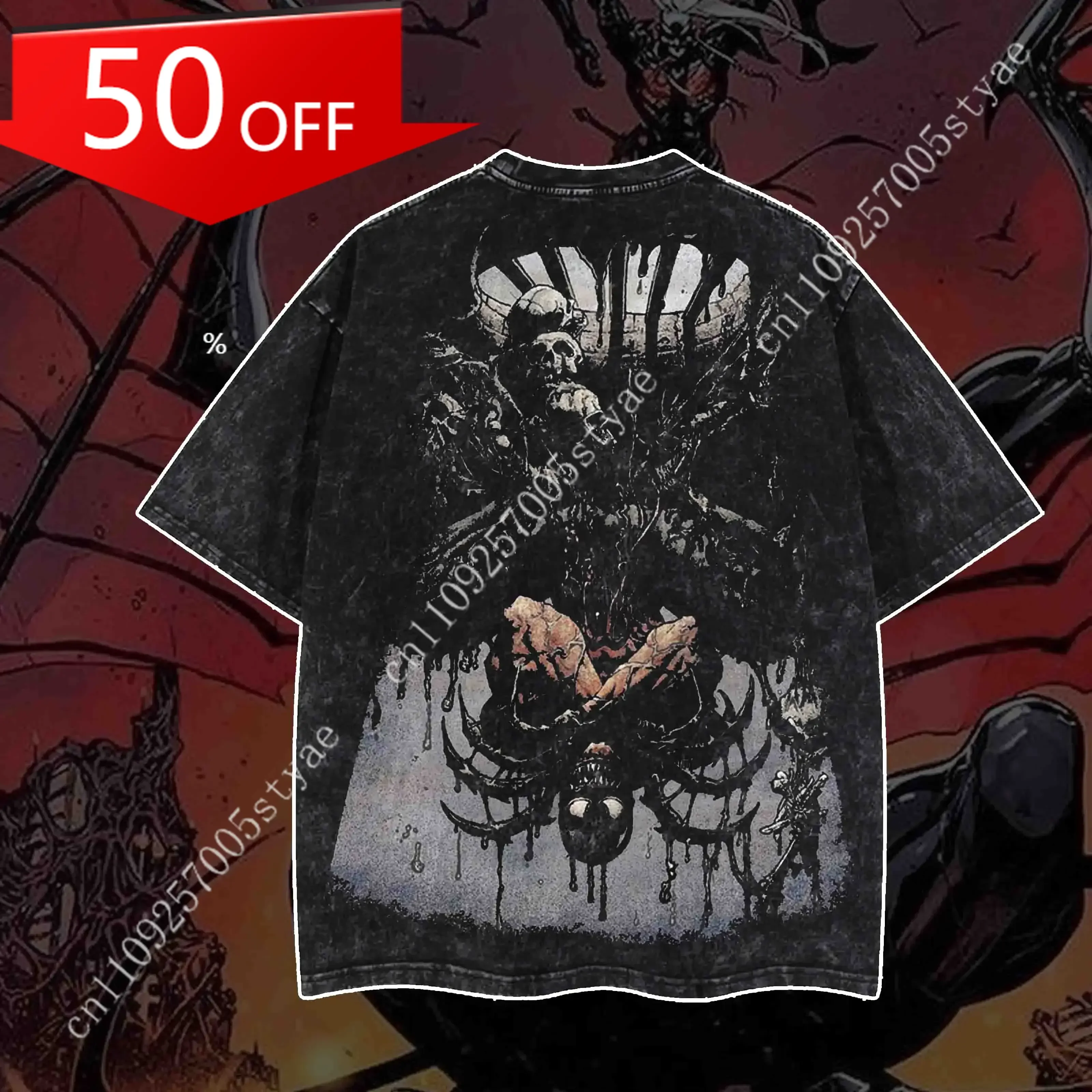 [ superhero tee ]  Venom2v Limited Edition Gotham Vigilante Vintage Washed Tee | Superhero Graphic T-shirt, Double-Sided Print,