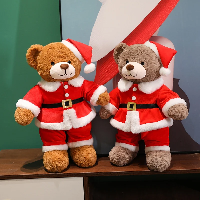 Novo 48/78cm urso de natal travesseiro de pelúcia brinquedo dos desenhos animados santa urso macio pelúcia boneca bonito festa de natal decoração crianças presentes de natal