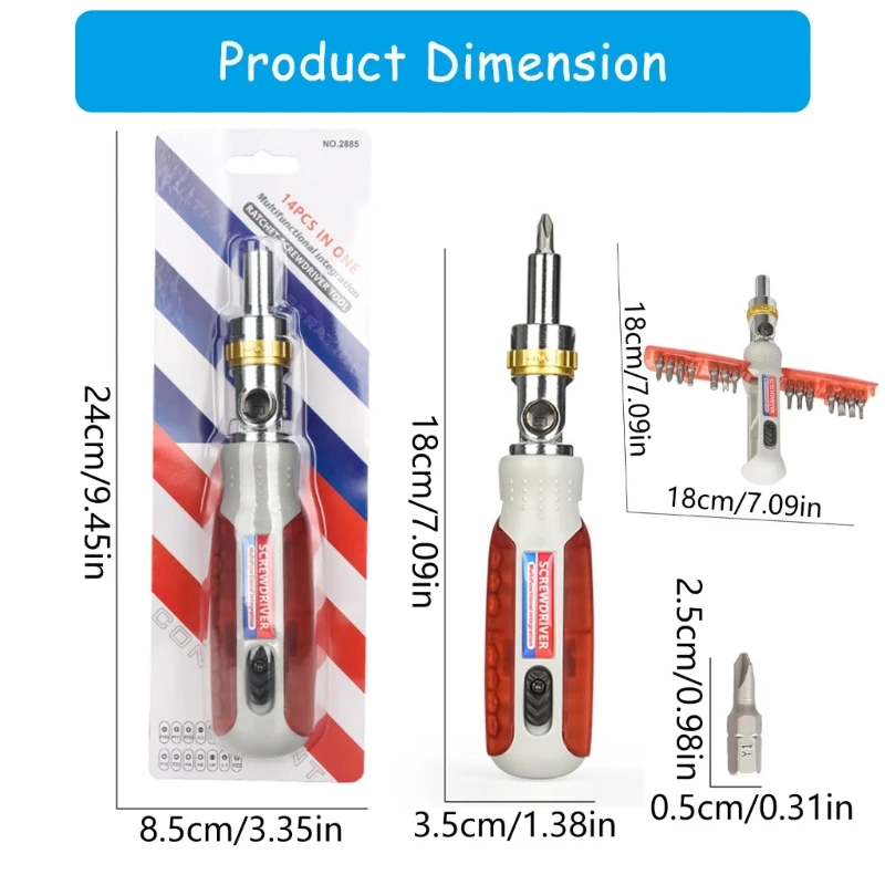 Comprehensive 14Piece Ratchet Professional Screwdriver Collection, Suitable for Electronics and Automotive Repair Dropship