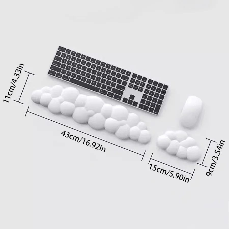 Cloud Design - Keyboard Armrest and Mouse Pad Set, Handrest and Pad Accessories for Computer Desk