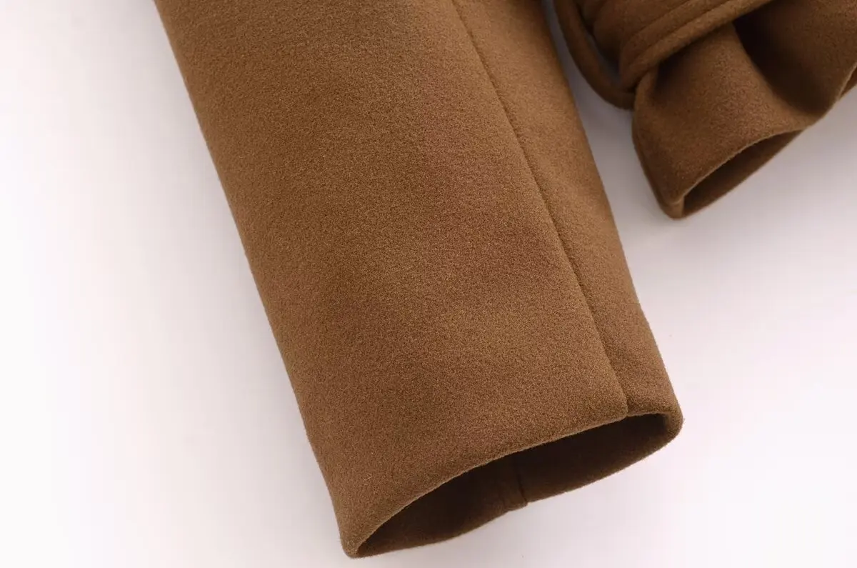 معطف عتيق للنساء مع مائل وياقة مقلوبة معاطف صوفية واحدة الصدر موضة خريف وشتاء 2025 معطف فضفاض متين