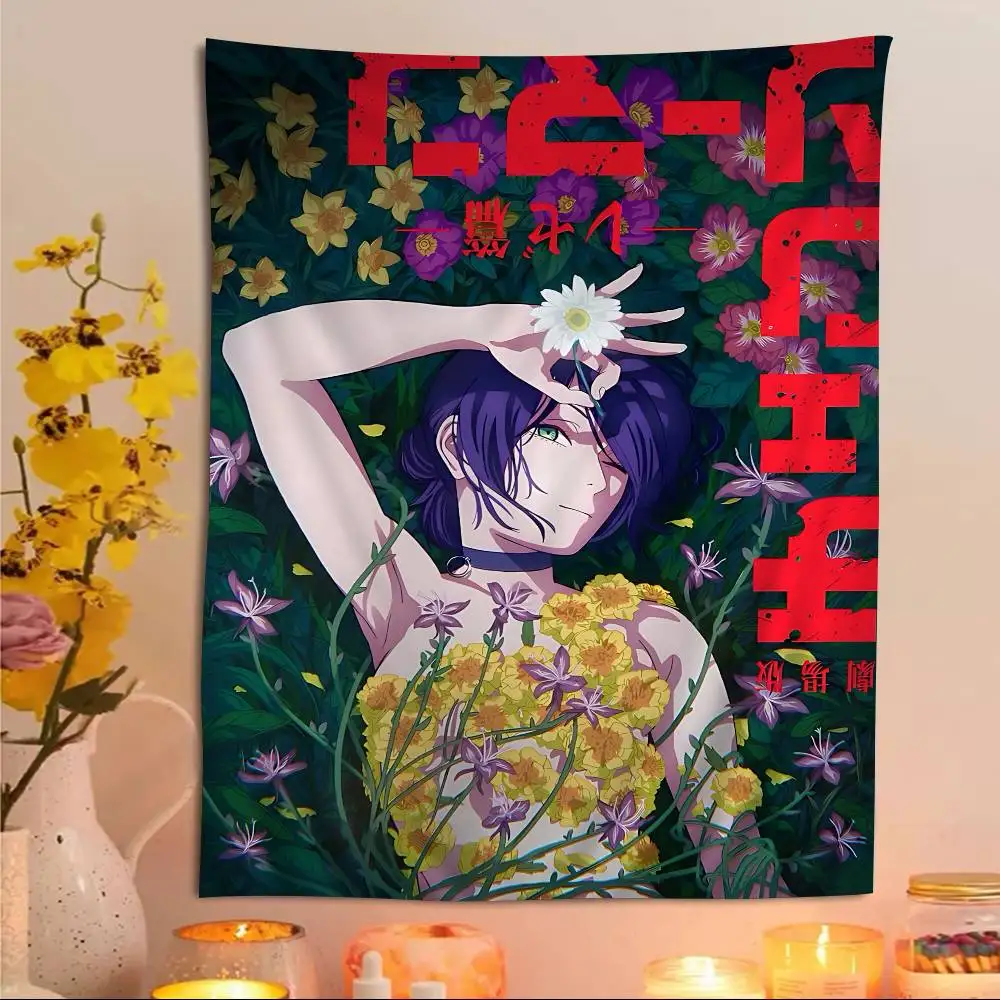 Action Anime Chainsaw Man Reze Arc Cartoon Tapestry Wall Hanging Decoration Household Home Decor