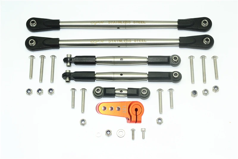GPM STAINLESS STEEL ADJUSTABLE TIE RODS W. ALUMINUM SERVO HORN FOR 1/6 SUPER BAJA REY 4X4 -LOS05013