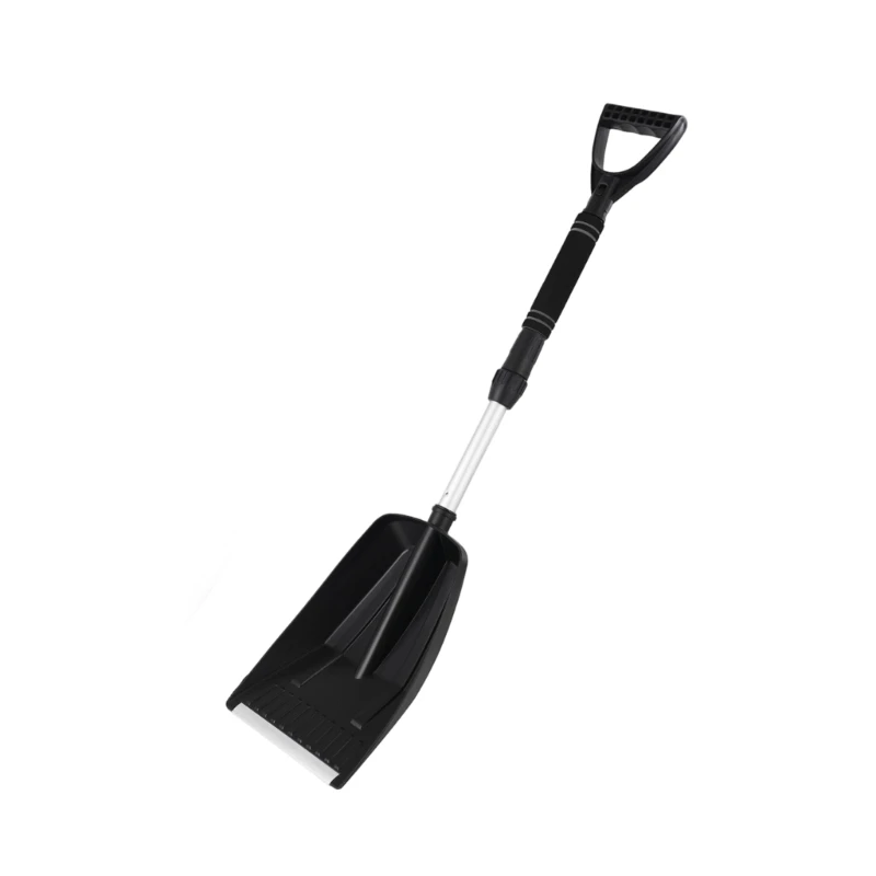Telescoping Vehicle Snow Shovel with Wide Blade and Adjustable Reach for Clearing Snow from Car Roofs, Hoods, Bodies, and D7YA