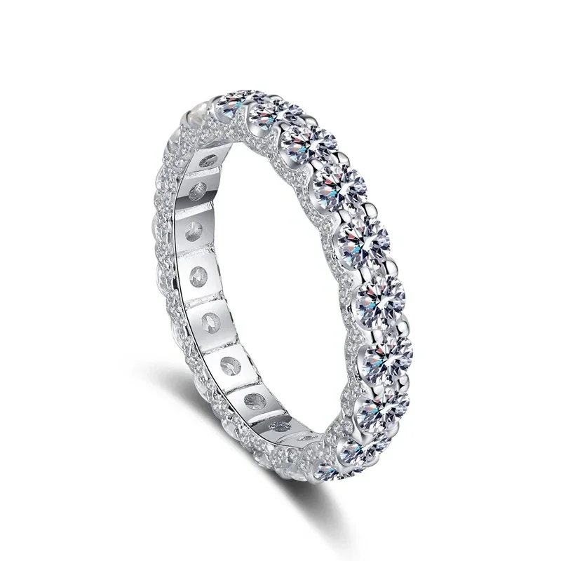 

Luxury Platinum PT950 Moissanite Female Rings, VVS1 D Color 2.1Carat Full Circle Wedding Ring for Women with Certificate
