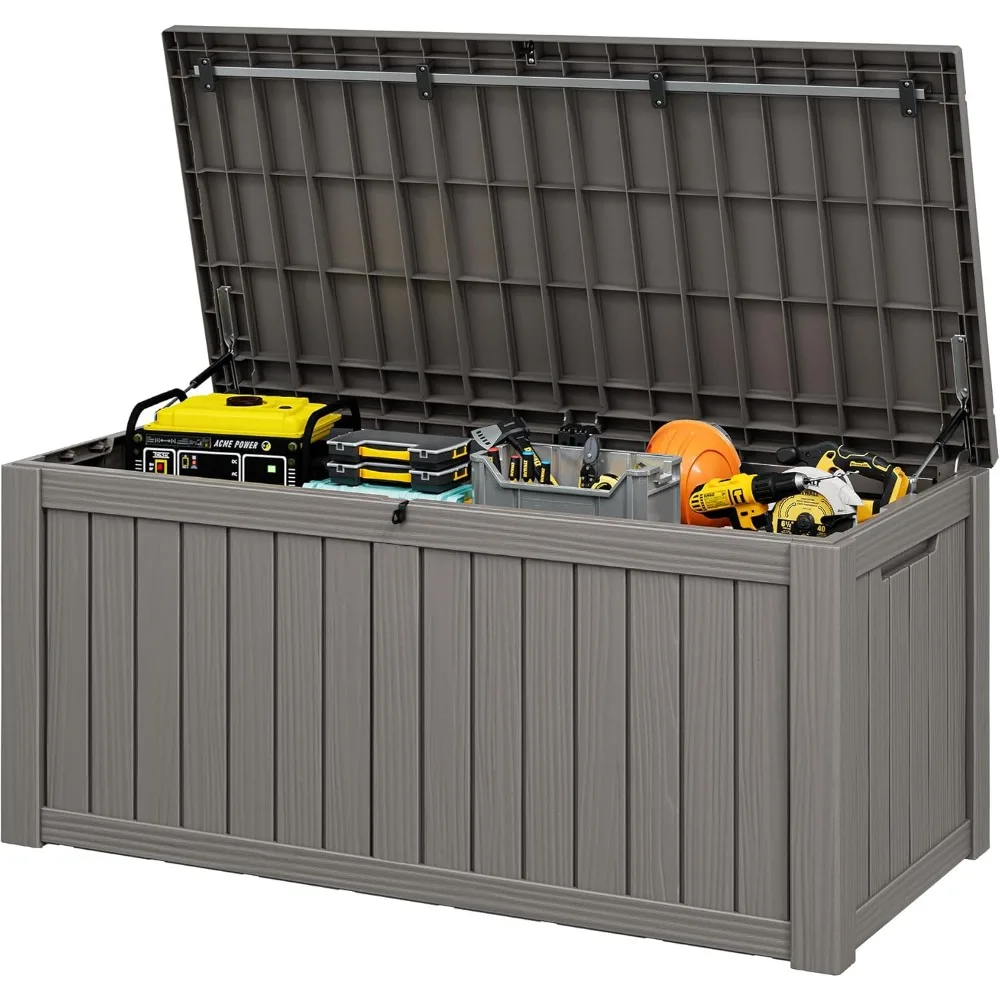 

120 Gallon Outdoor Storage Box, Resin Deck Boxes Outdoor Waterproof For Patio Furniture, Garden Tools, Pool Supplies, Durable An