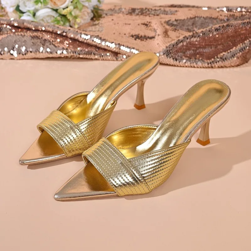 

Летние водонепроницаемые шлепанцы Grace: новые, с острым носком, открытым мыском, нескользящие, на высоком каблуке