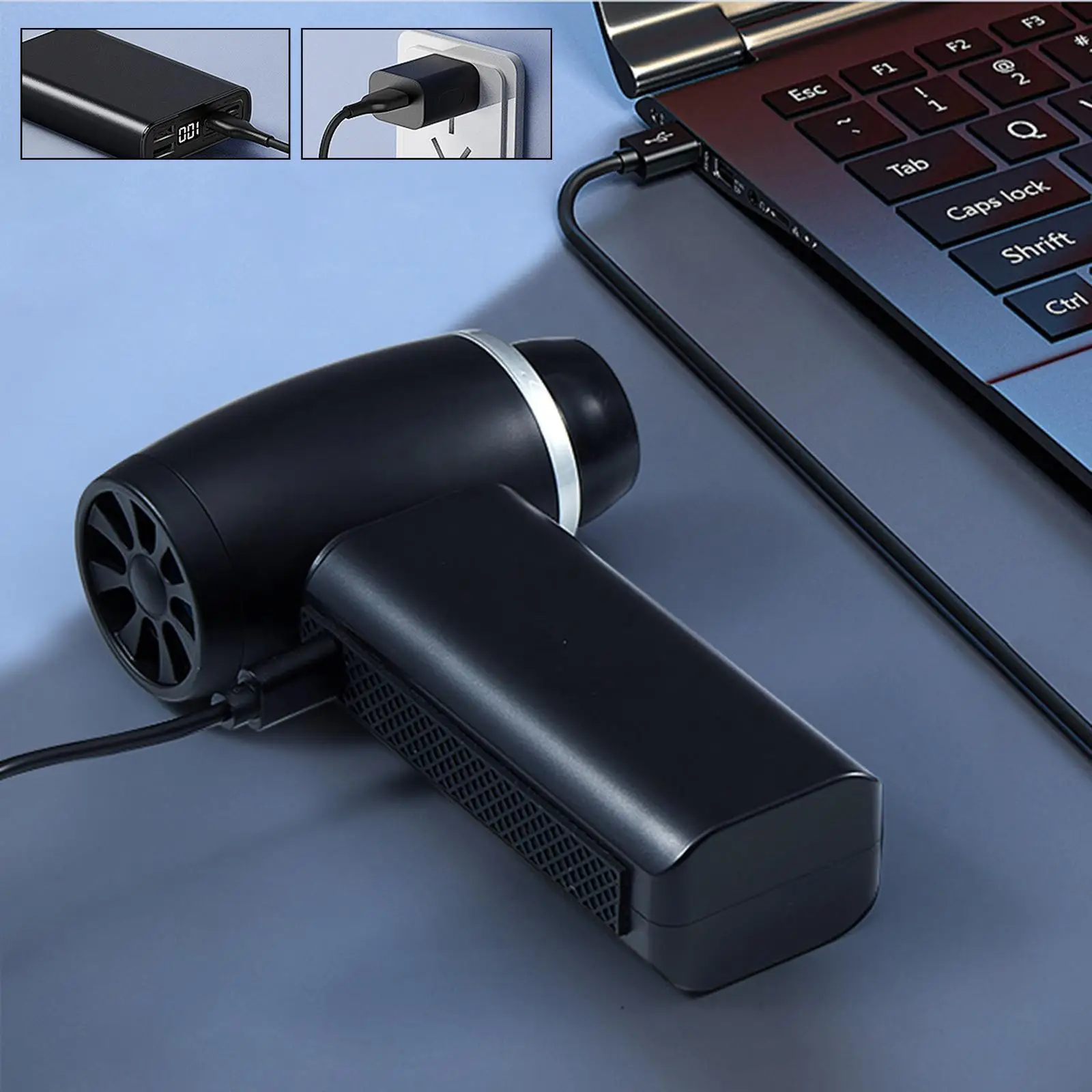 مروحة محمولة مجفف العناية بالشعر المدمج للوحة مفاتيح الكمبيوتر، التخييم في الهواء الطلق تجفيف شعر الحيوانات الأليفة محرك عالي السرعة مروحة نفخ الهواء