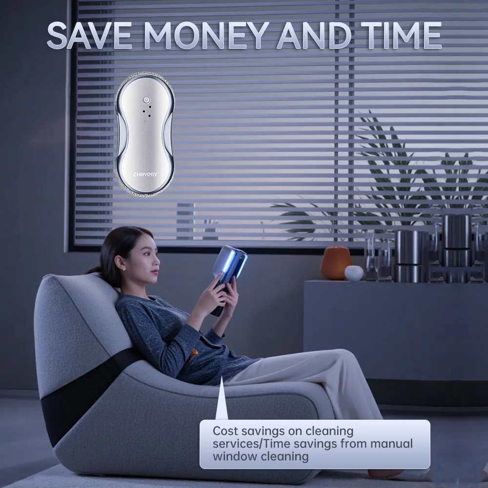 CHOVERY Ultra Dünner Fensterreinigungsroboter Elektrischer Fensterreiniger Glasreiniger mit Fernbedienung – Detail 3