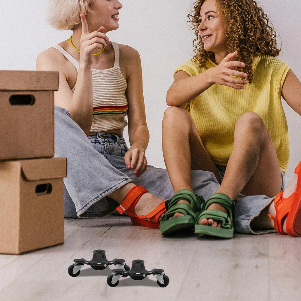 

4Pcs Sturdy Furniture Dolly for Wood Floors Smooth Rolling Movers with Carbon Steel Frame Ideal Appliance Dolly for Home Office