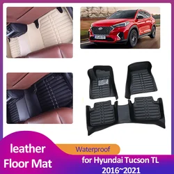 Car Floor Mat for Hyundai Tucson TL 2016~2021 2017 2018 2019 Leather Foot Inner Liner Waterproof Carpet Pad Custom Accessories