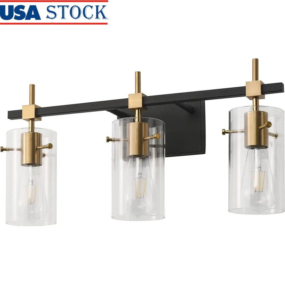 

Vintage Bathroom Vanity Light Fixture 3 Bulb Glass Shade Modern Over Mirror Lighting Home Decor