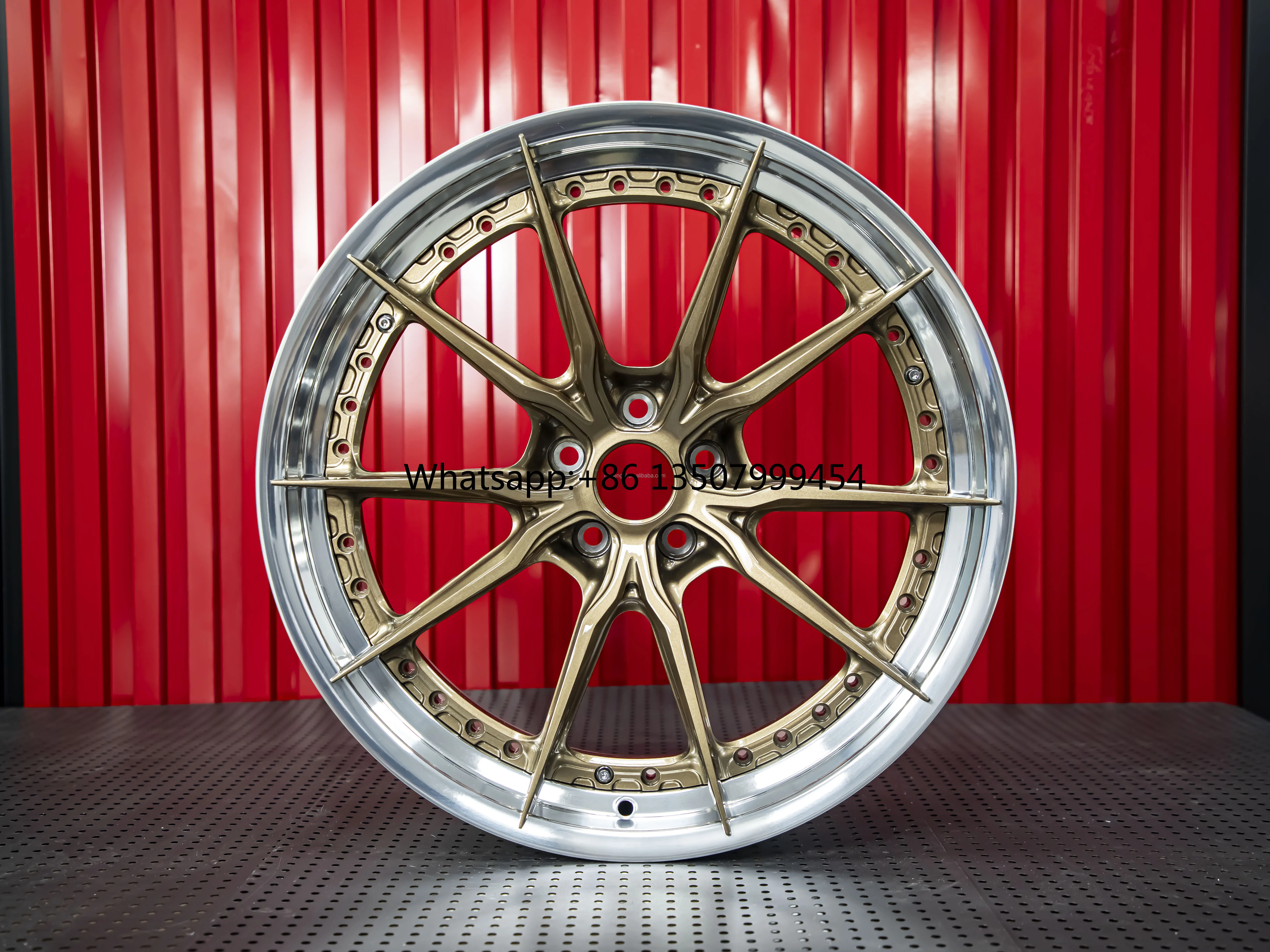 

New Top Grade Durable 6061 Aluminum 2-Piece Gloss Bronze+Polished Lip+Brushed Barrel Forged Wheel Replacement /718 Multi